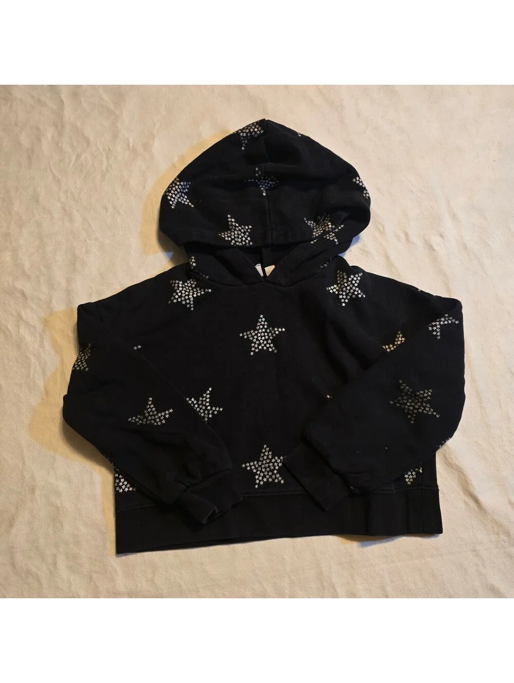 GAP Kids Black Hoodie with Silver Star Studs XS (6-7)